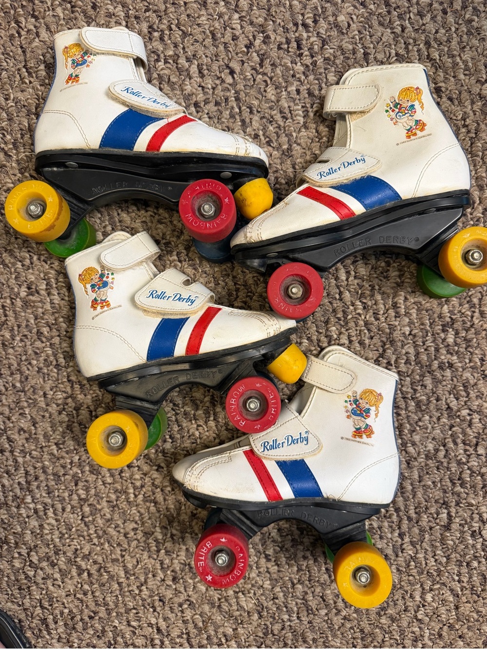2 Pairs Vintage 1983 Rainbow Brite Roller Derby Skates!!!